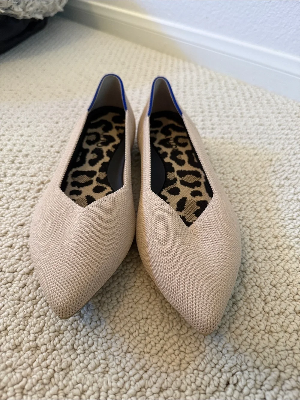 ROTHY Women’s Pointed Knit Ballet Flats in Light Beige